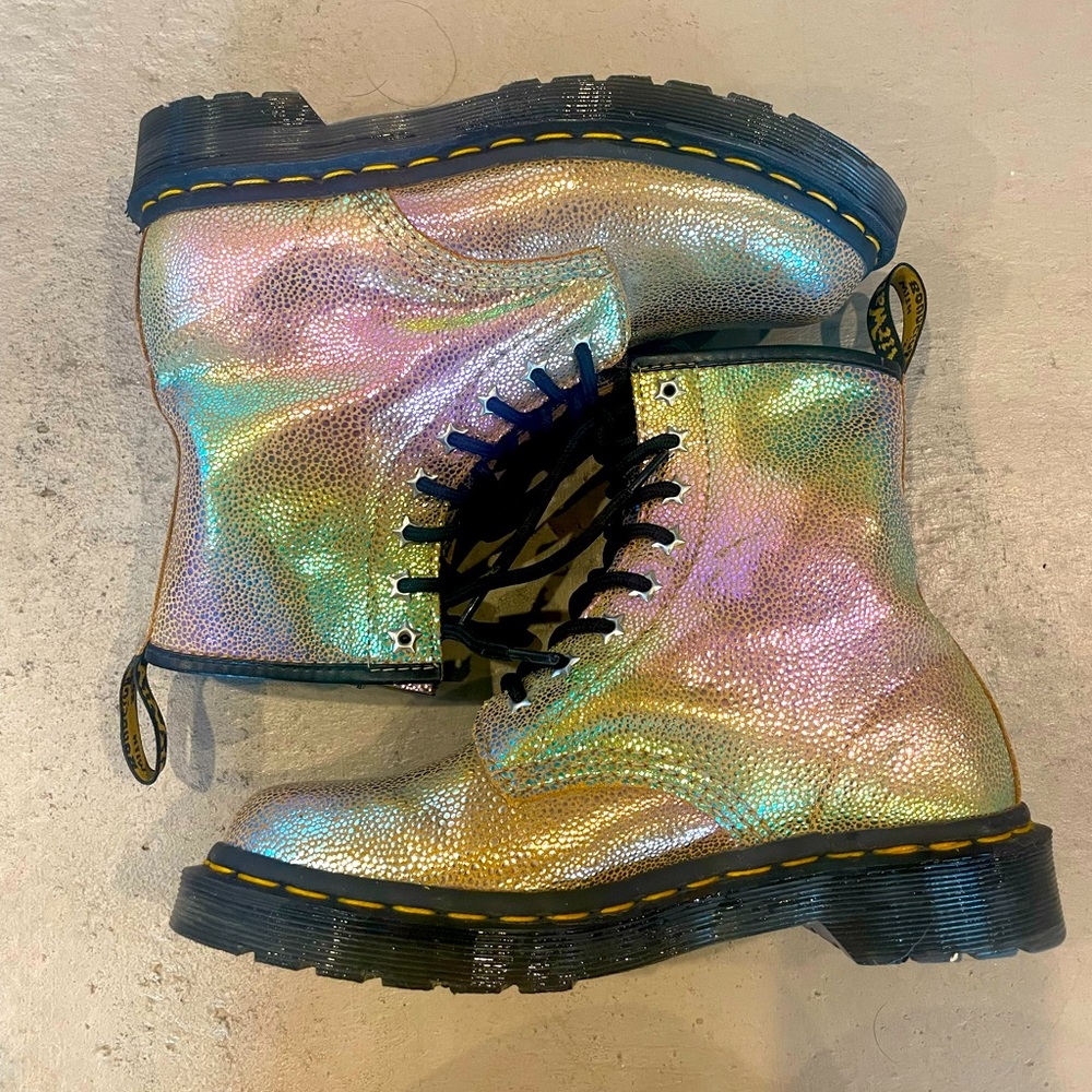 Dr. Martens Metallic Splatter Suede Lace Up Boots